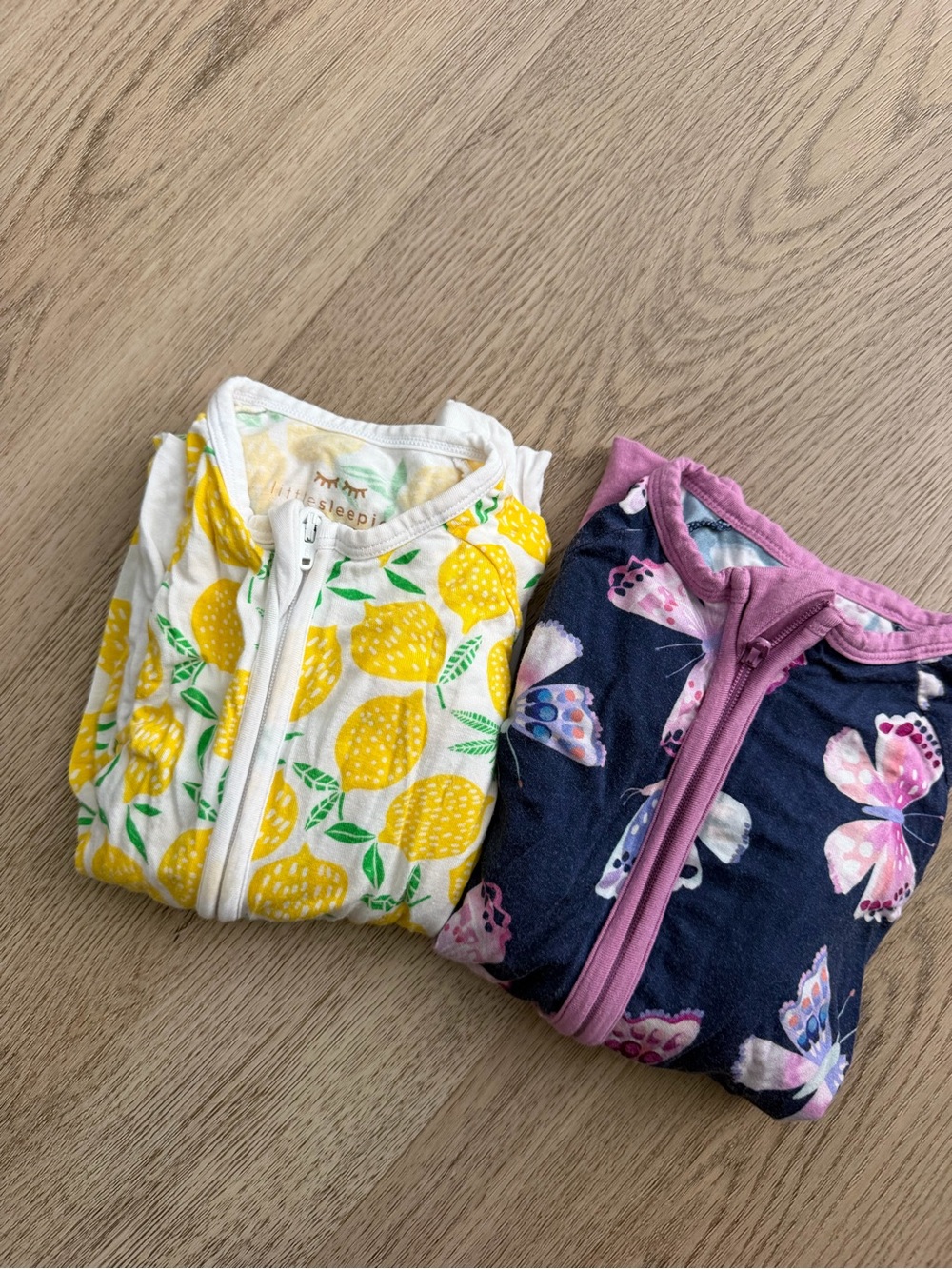 Little Sleepies Yellow Lemon & Navy Butterfly Zip Pajama Set